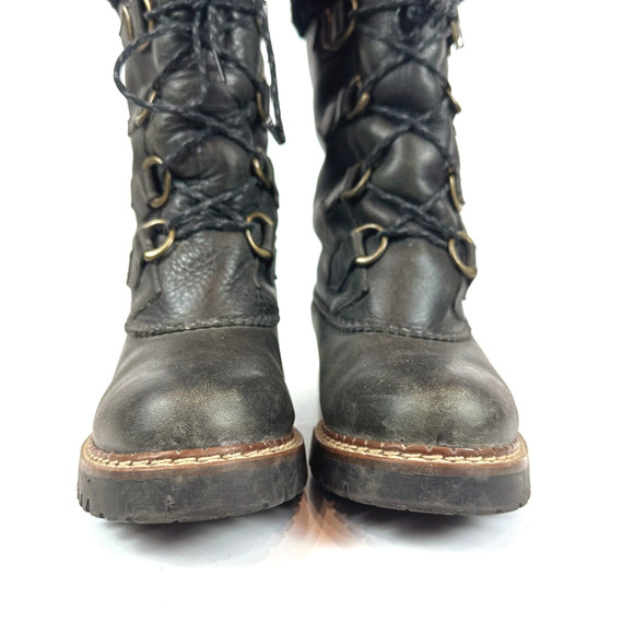 Sorell Womens Leather Faux Fur Lined Tall Boots Size 8 Wool Pull-On Warm Winter - Picture 4 of 12
